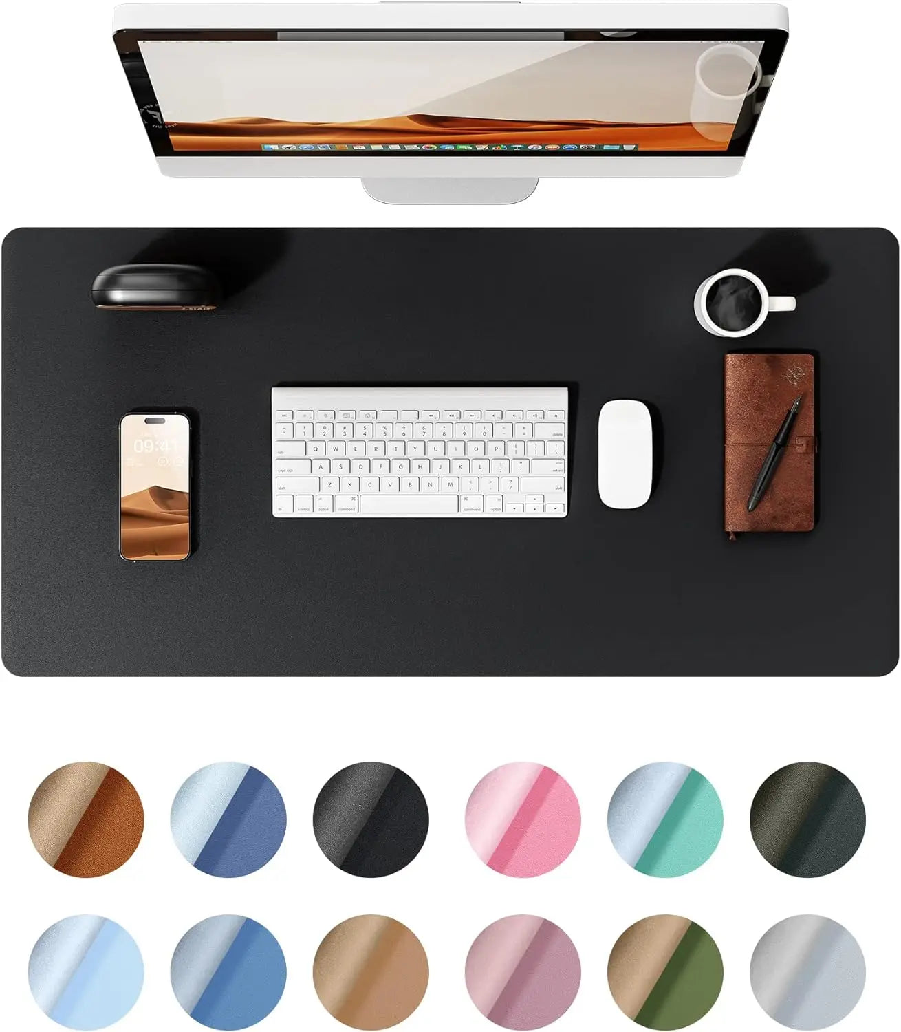 YSAGi Leather Desk Mat — Large Waterproof Office Desk Pad