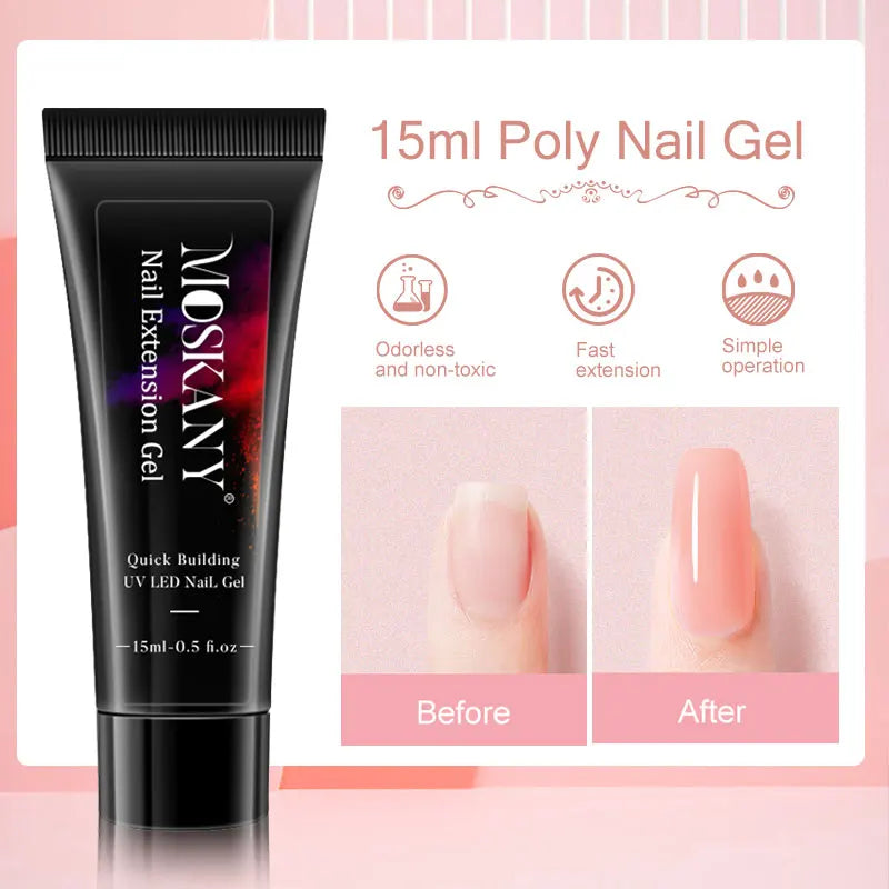 MOSKANY Poly Nail Gel Kit — Complete Manicure Set with LED Lamp