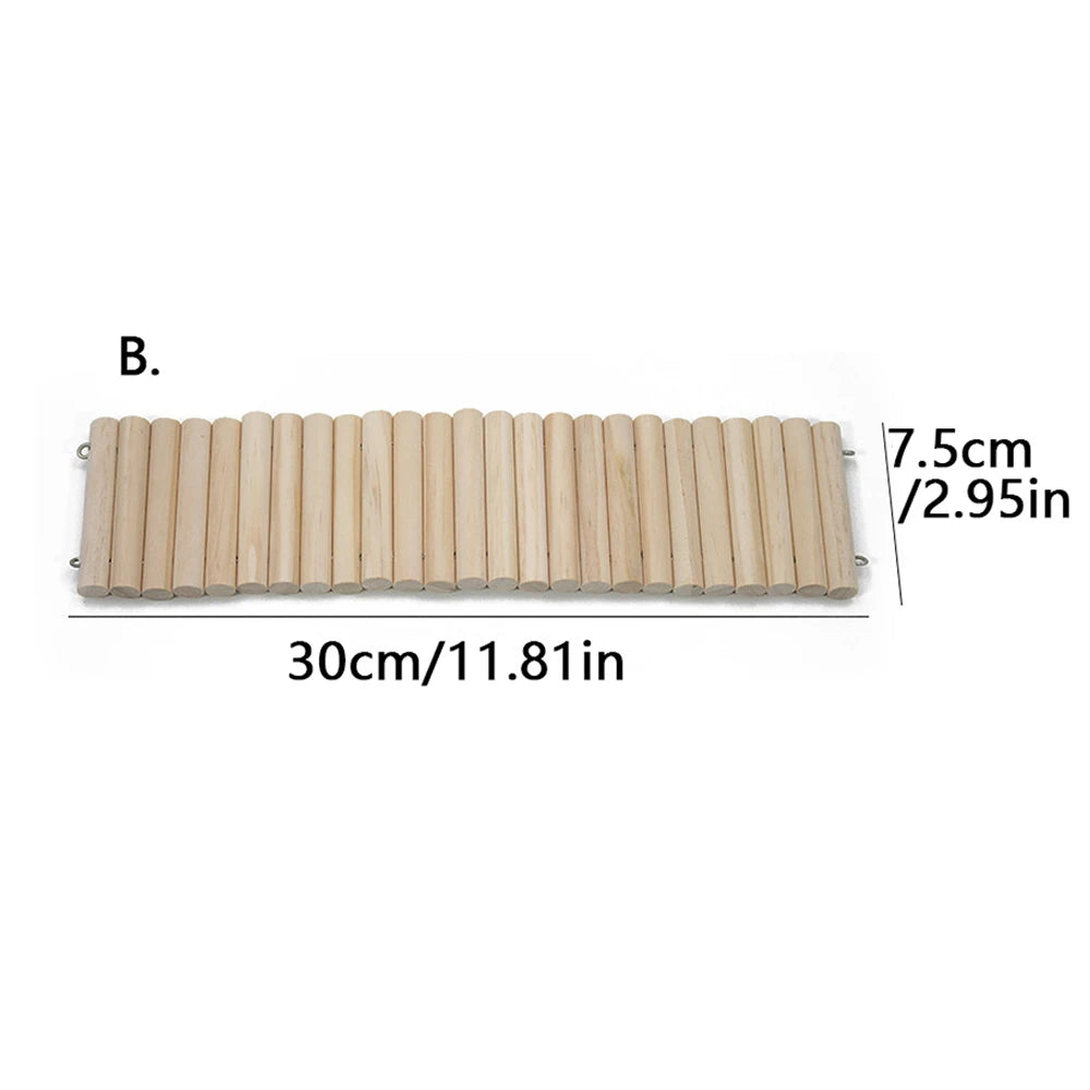 Wooden Pet Habitat Accessories — Bendable Climbing Bridge and Fence