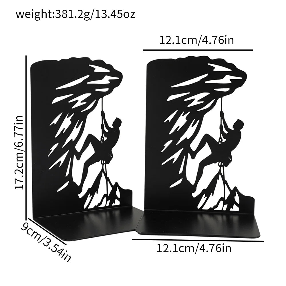 Metal Decorative Bookends — Heavy Duty Shelf Stoppers for Office and Home