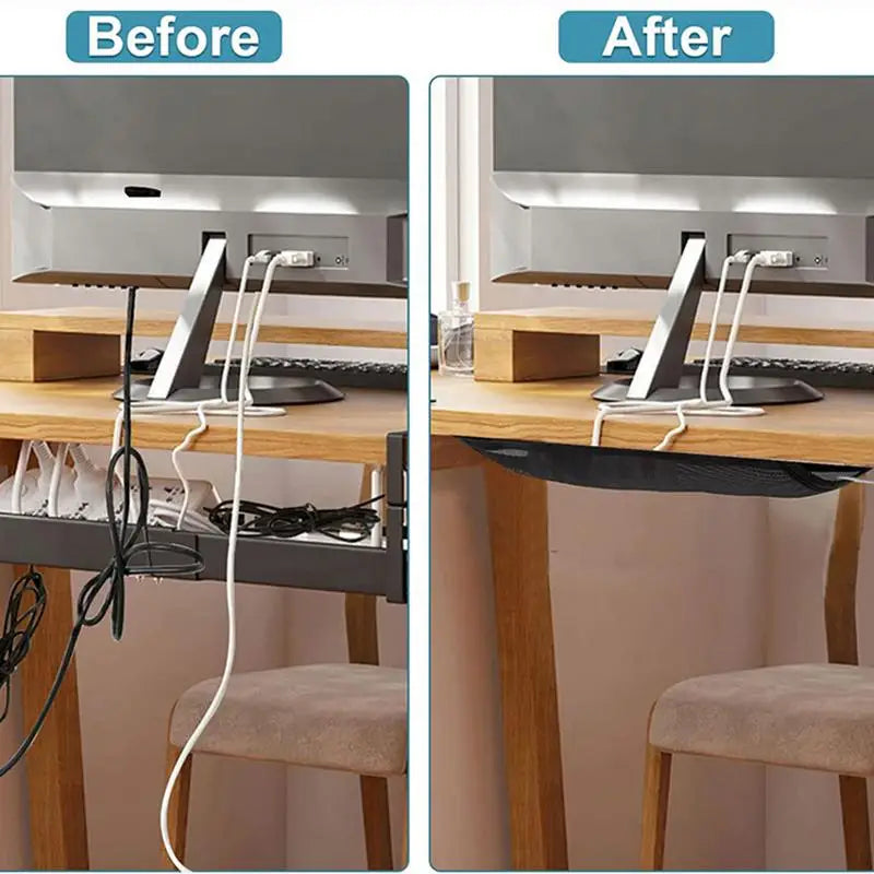 Under Desk Cable Management Net — Large Capacity Wire Organizer