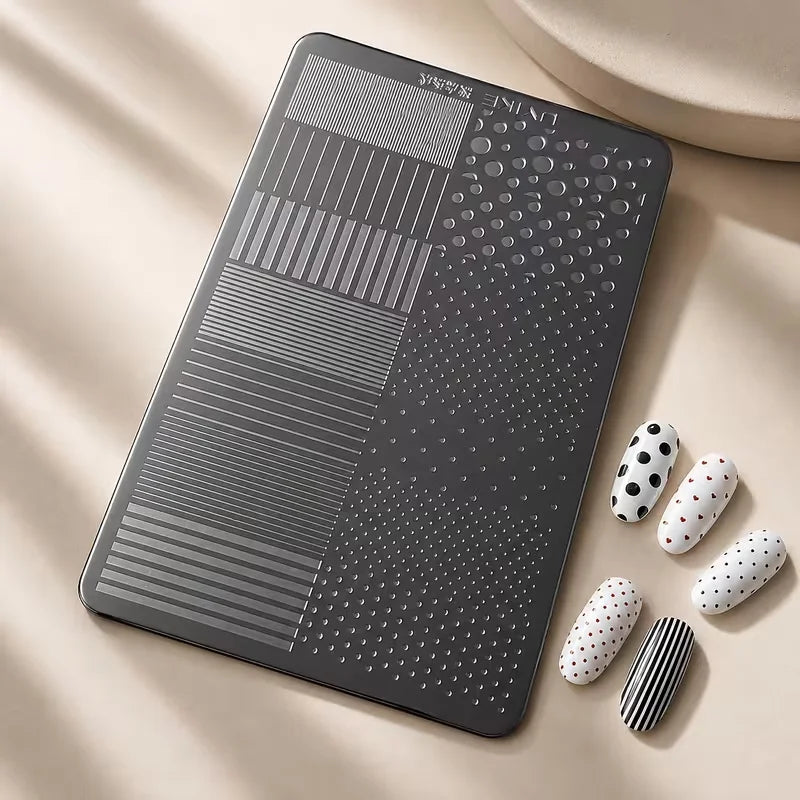 Stainless Steel Nail Stamping Plate — Line and Dot Pattern Template