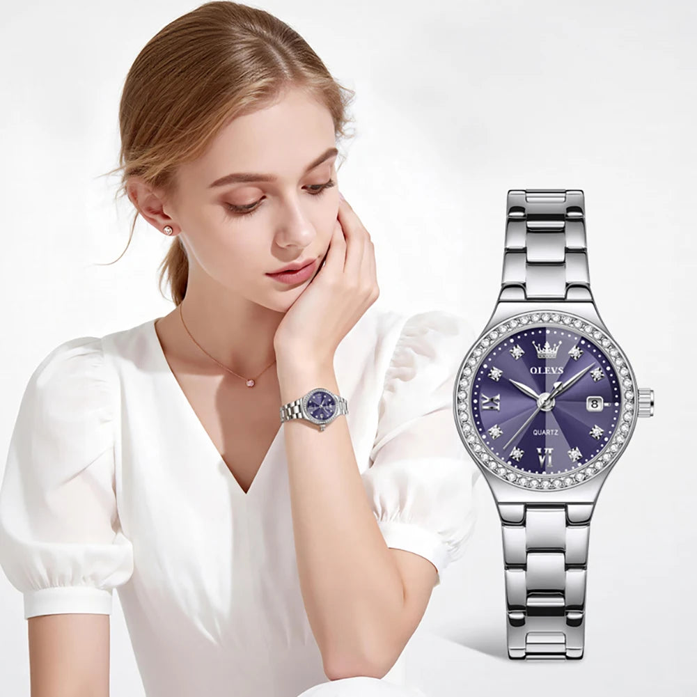OLEVS 5628 Women's Quartz Watch — Elegant Stainless Steel Jewelry Gift