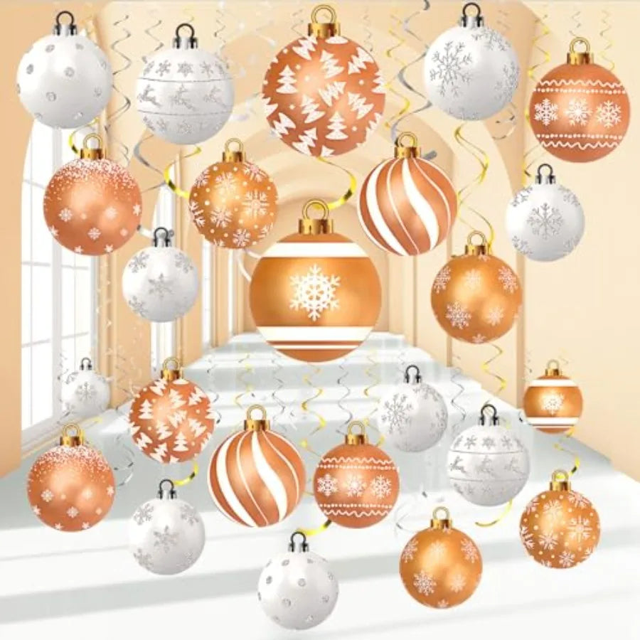 SHXI Hanging Christmas Decoration Set — Foil Swirls and Ball Ornaments