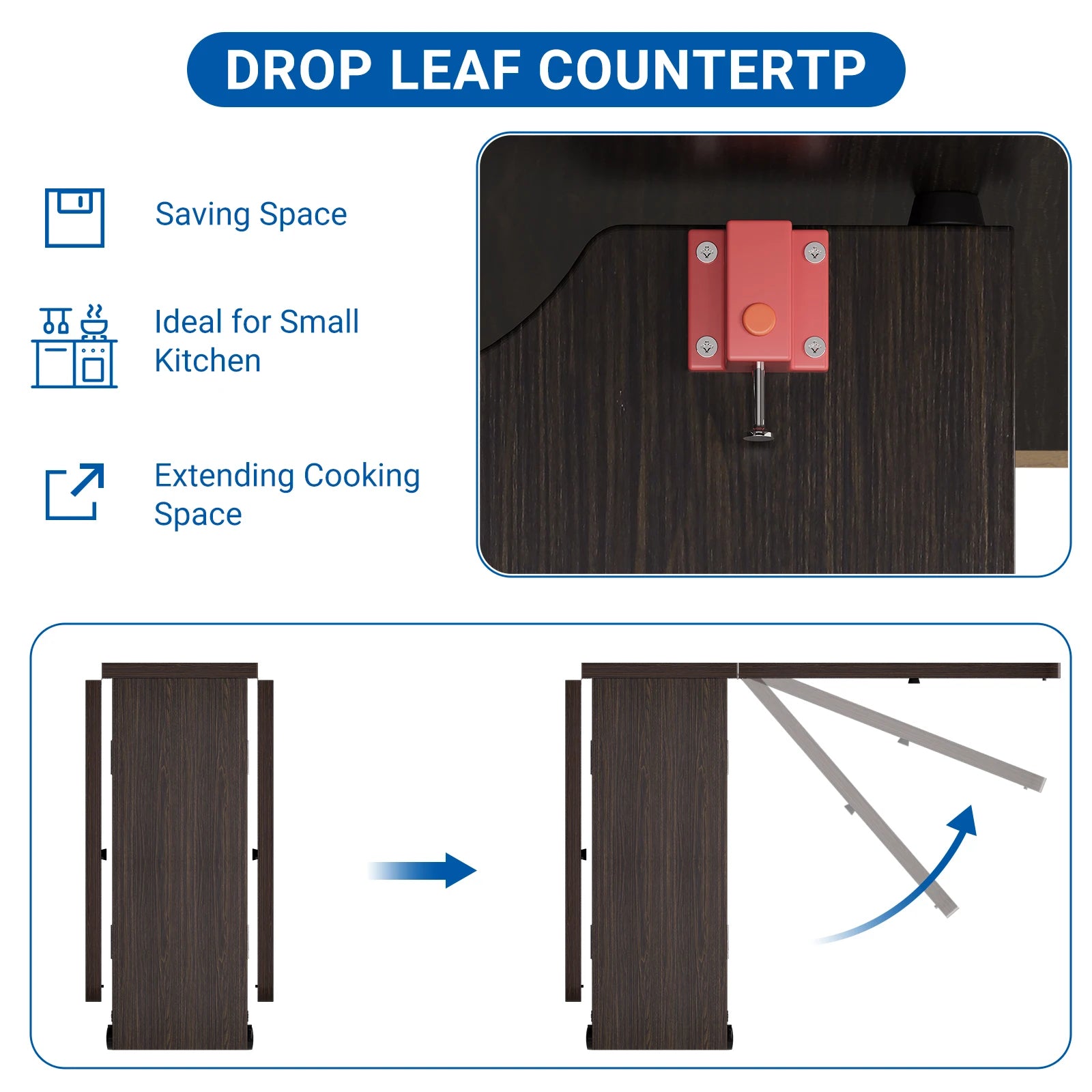 SUNVASAGOO Foldable Dining Table — Space-Saving Drop Leaf Design