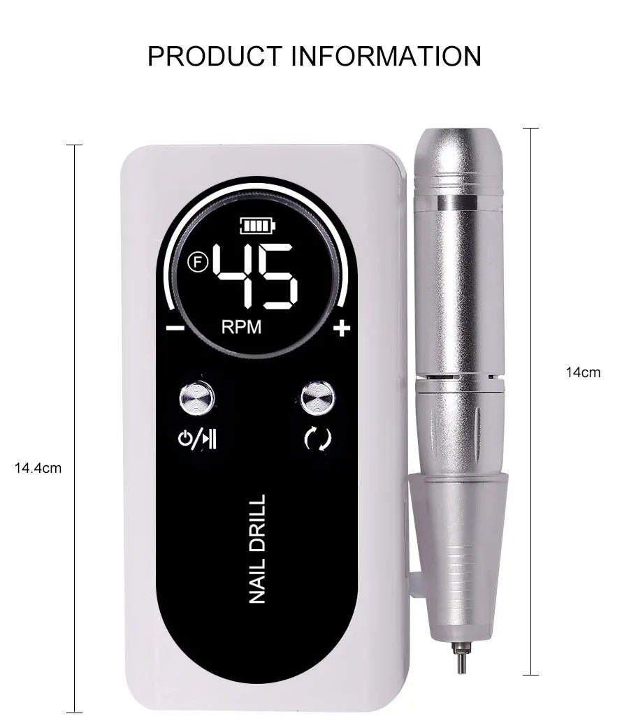 Limegirl Professional Electric Nail Drill — High Speed 45000RPM Portable Manicure Tool
