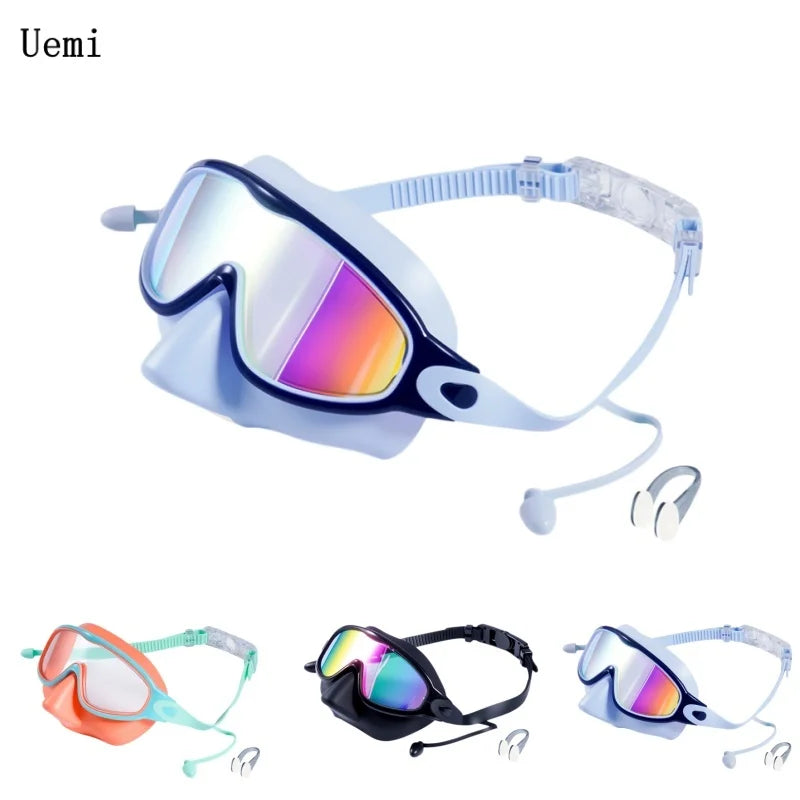 Wide View Swimming Mask — Anti-Fog Goggles with Nose Cover