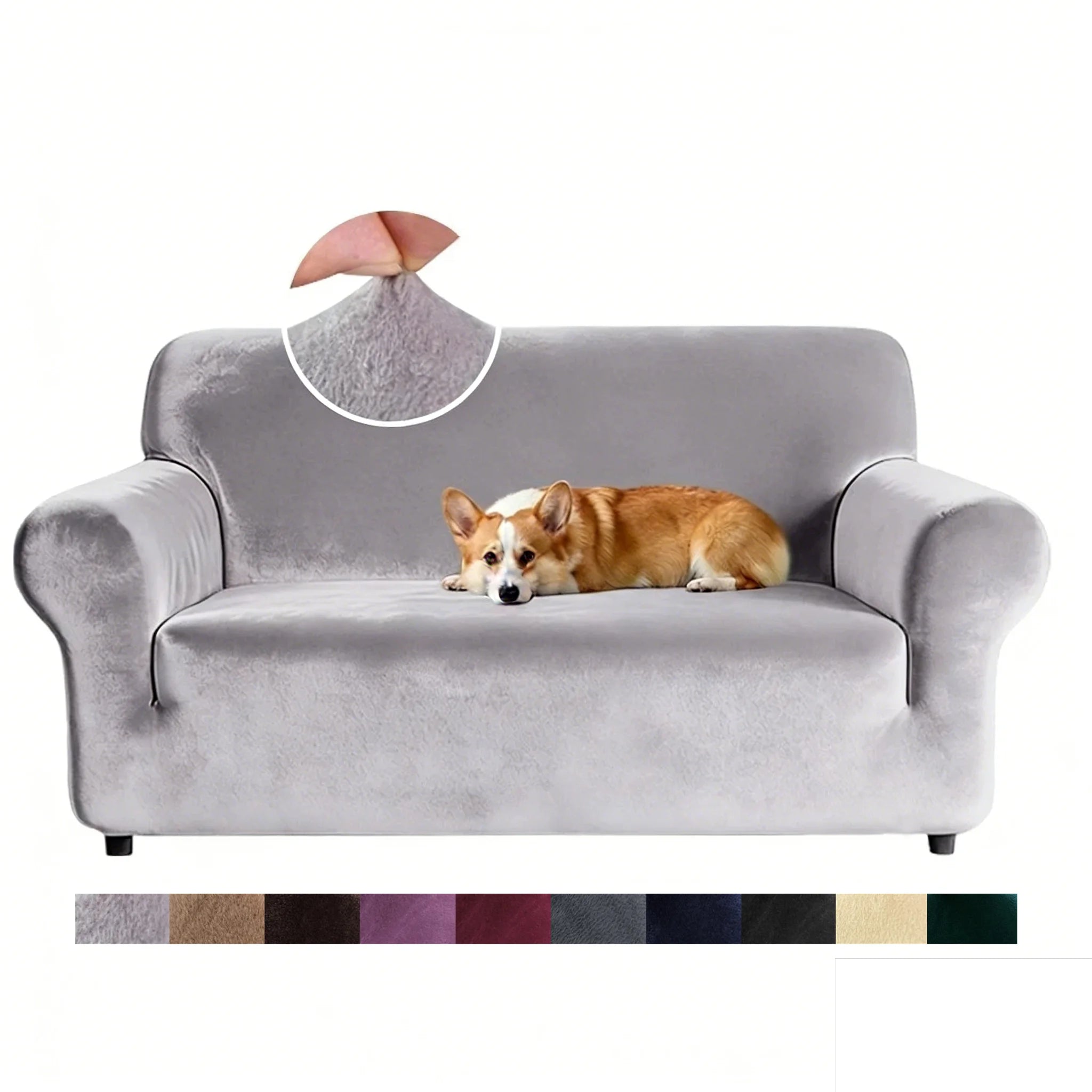 Velvet Stretch Sofa Cover — Plush Elastic Slipcover for Living Room