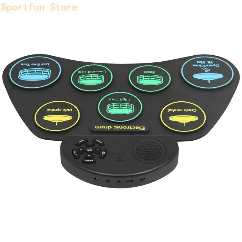 Roll Up Electronic Drum Set — Portable Percussion Kit with Built-In Speaker