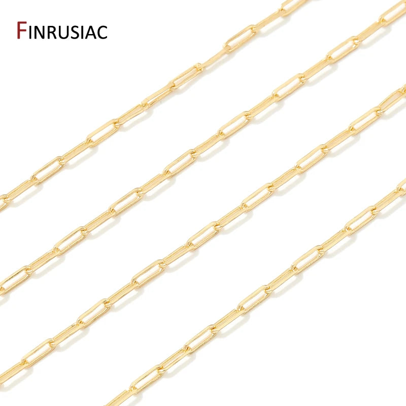 FINRUSIAC 14K Gold Plated Brass Cable Chain — DIY Jewelry Making Supplies