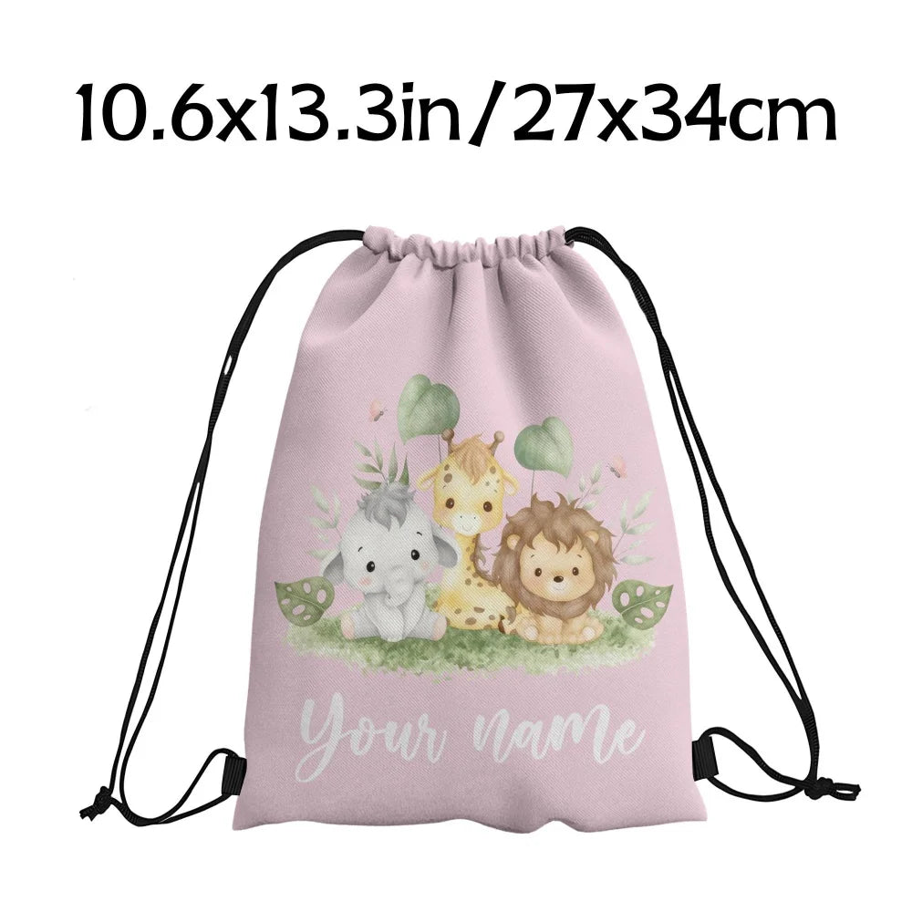 Animal Print Drawstring Bag — Versatile Lightweight Storage Pouch