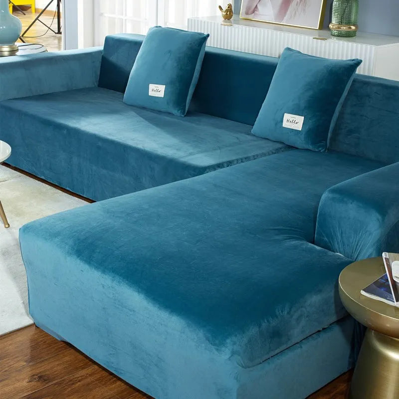 Velvet Stretch Sofa Cover — Protective Slipcover for 1-4 Seater Couches