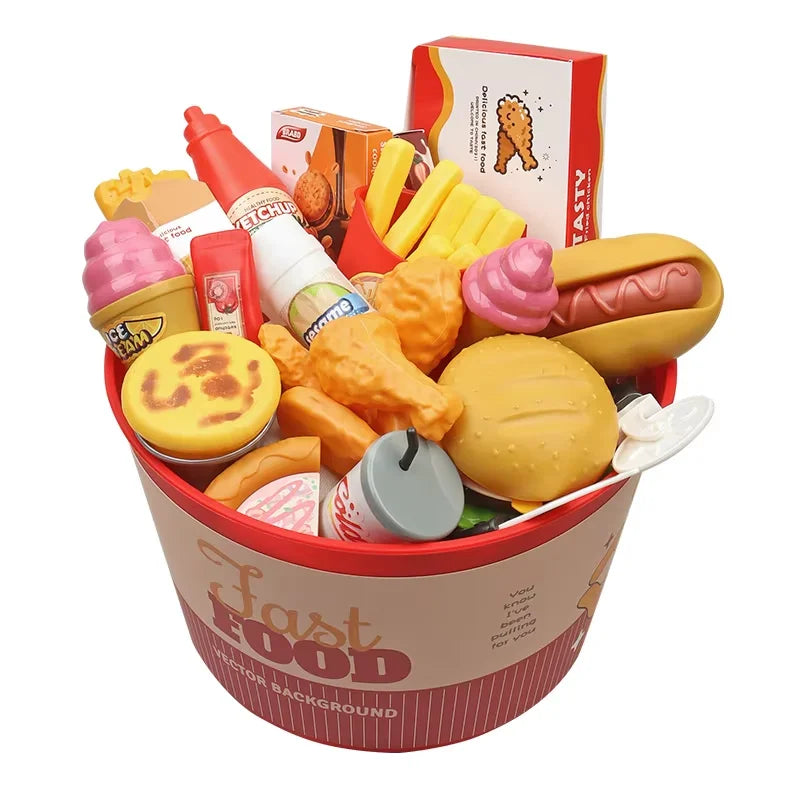 OUZEY Pretend Play Kitchen Set — Realistic Fast Food Simulation Toy