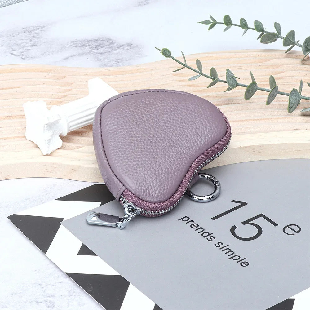 cicicuff Heart Shaped Leather Coin Purse — Small Cosmetic & Jewelry Organizer