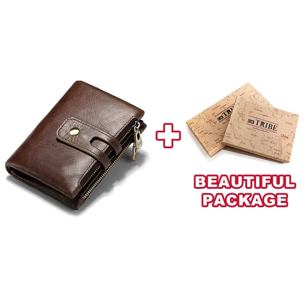 HUMERPAUL Retro Genuine Leather Wallet — RFID Blocking Bifold Coin Purse
