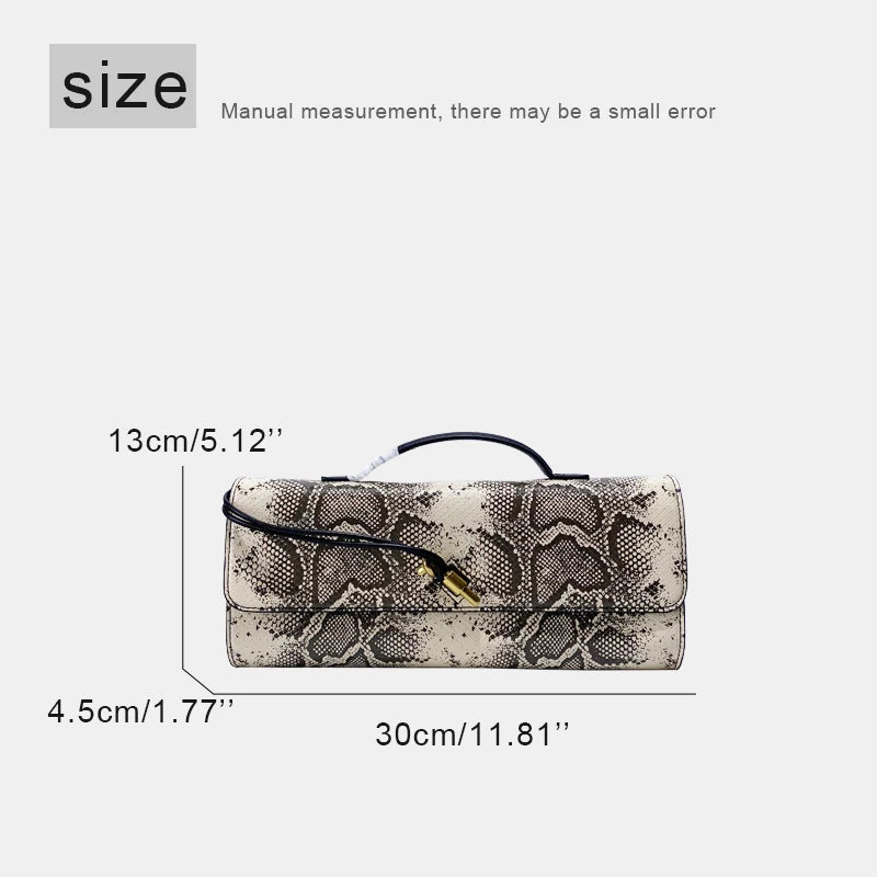 Elegant Snake Pattern Clutch Bag — Sequined Evening Handbag with Top Handle