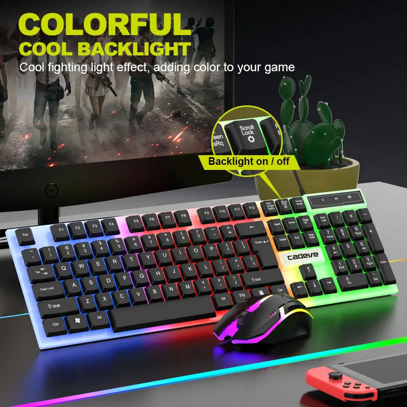 Wired Keyboard and Mouse Combo — Multicolor Backlit Gaming Set