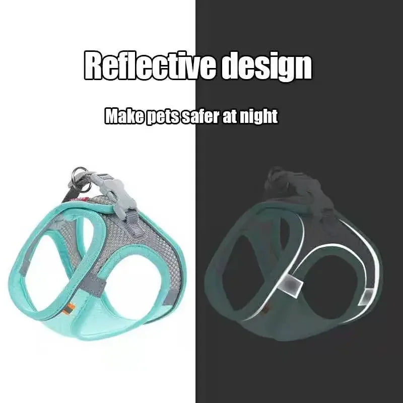 Reflective Pet Harness and Leash Set — Breathable Mesh Vest for Small to Medium Dogs