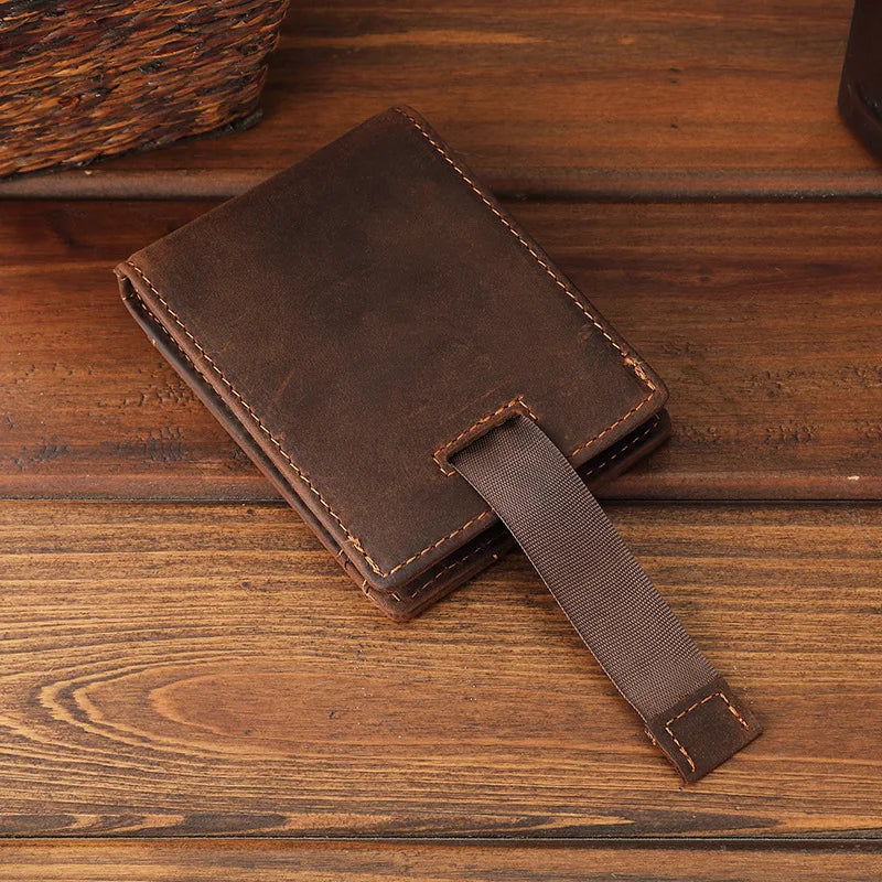 Okli-Rsoe Genuine Leather Money Clip Wallet — Vintage Magnetic Cash Holder