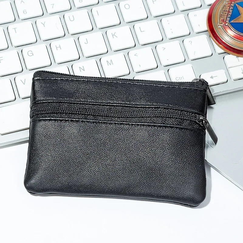 Compact PU Leather Coin Purse — Small Zippered Wallet for Men and Women