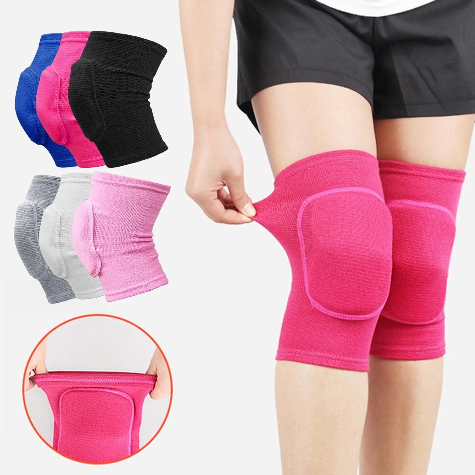 Compression Knee Pads — Elastic Support with Thickened Sponge Padding