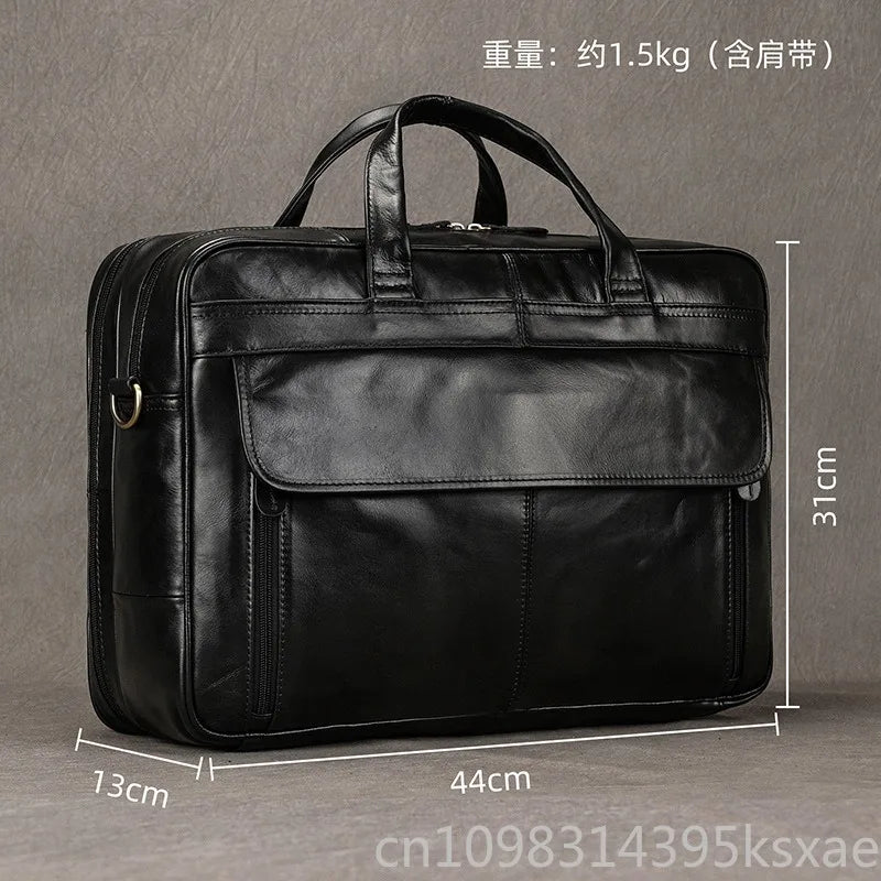 miflame Men's Leather Briefcase — Large Capacity Laptop Messenger Bag