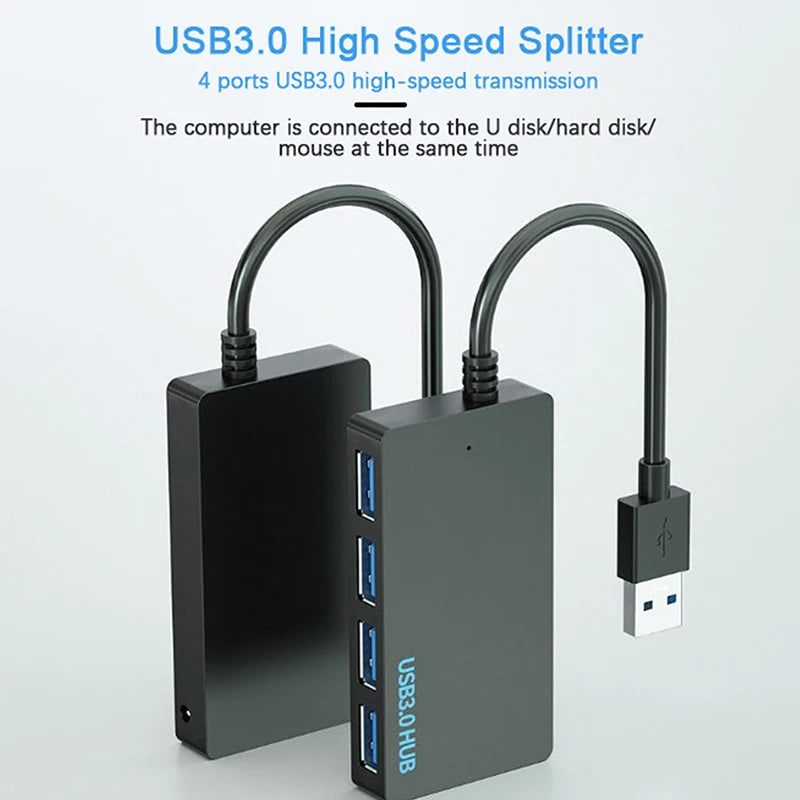 4-Port USB 3.0 Hub — High Speed Data Transfer Adapter, Type-C & USB Options