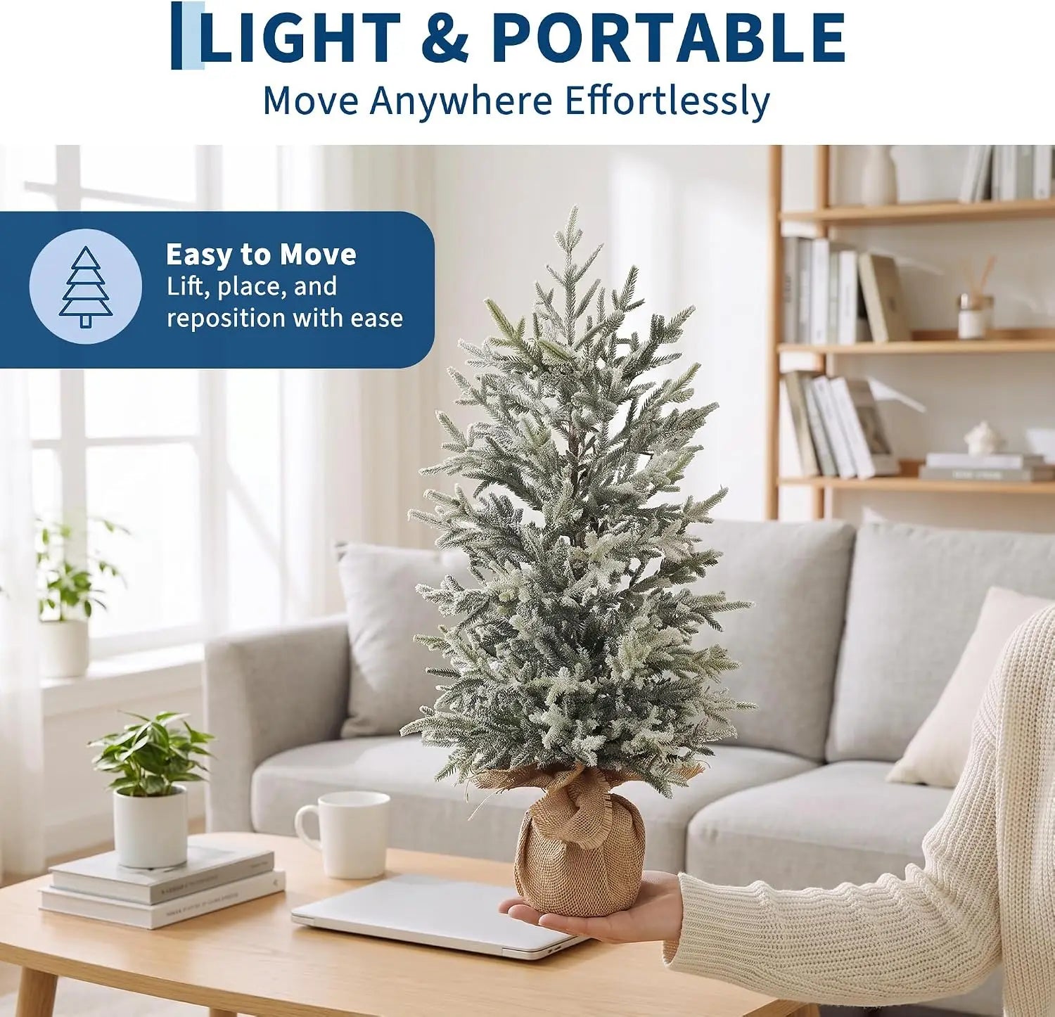 Garvee Mini Snow Flocked Christmas Tree — Compact Tabletop Holiday Decor
