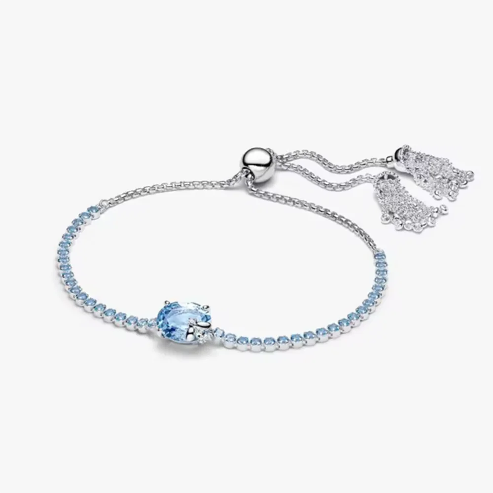 Potdemiel 925 Sterling Silver Charm Bracelet — Elegant Multi-Color Zircon Jewelry