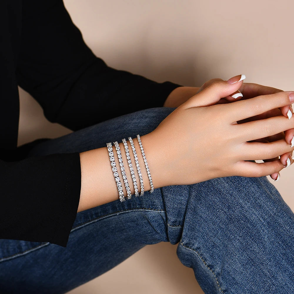 ATTAGEMS Moissanite Tennis Bracelet — Round Cut VVS1 Gemstone Jewelry