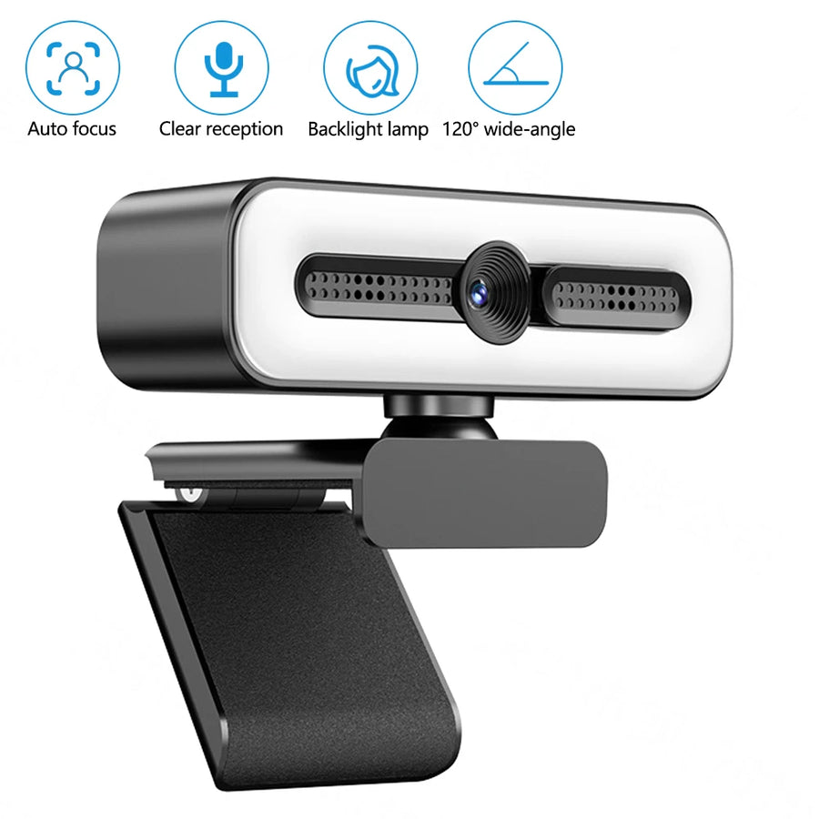 BuyinCoins HD Webcam with Integrated Ring Light — High-Definition Video Conferencing Camera