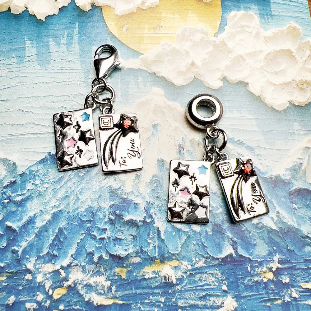 Thaddaeus Envelope Letter Charm — 925 Sterling Silver Wish Upon a Star Pendant
