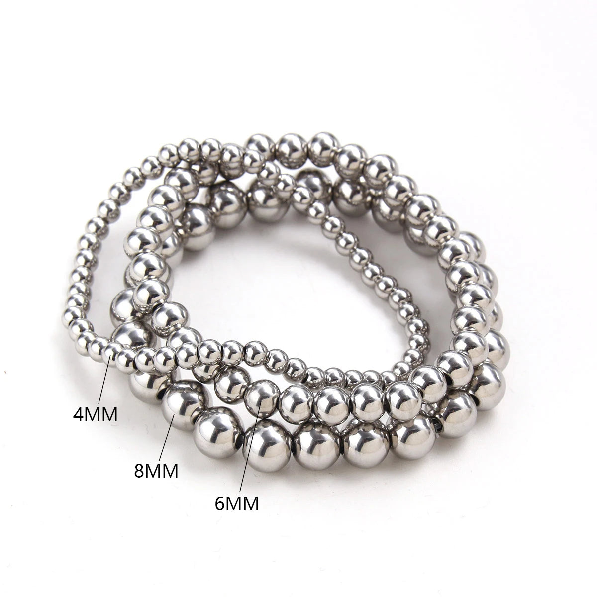 MHS.SUN Stainless Steel Beaded Bracelet — Gold Plated Stackable Jewelry