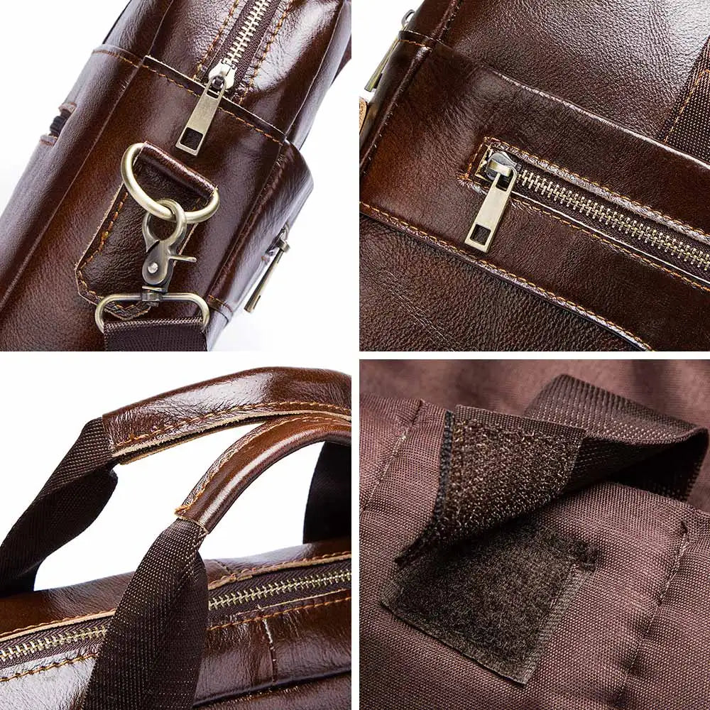 HUMERPAUL Genuine Leather Men's Briefcase — Professional Business Messenger Bag