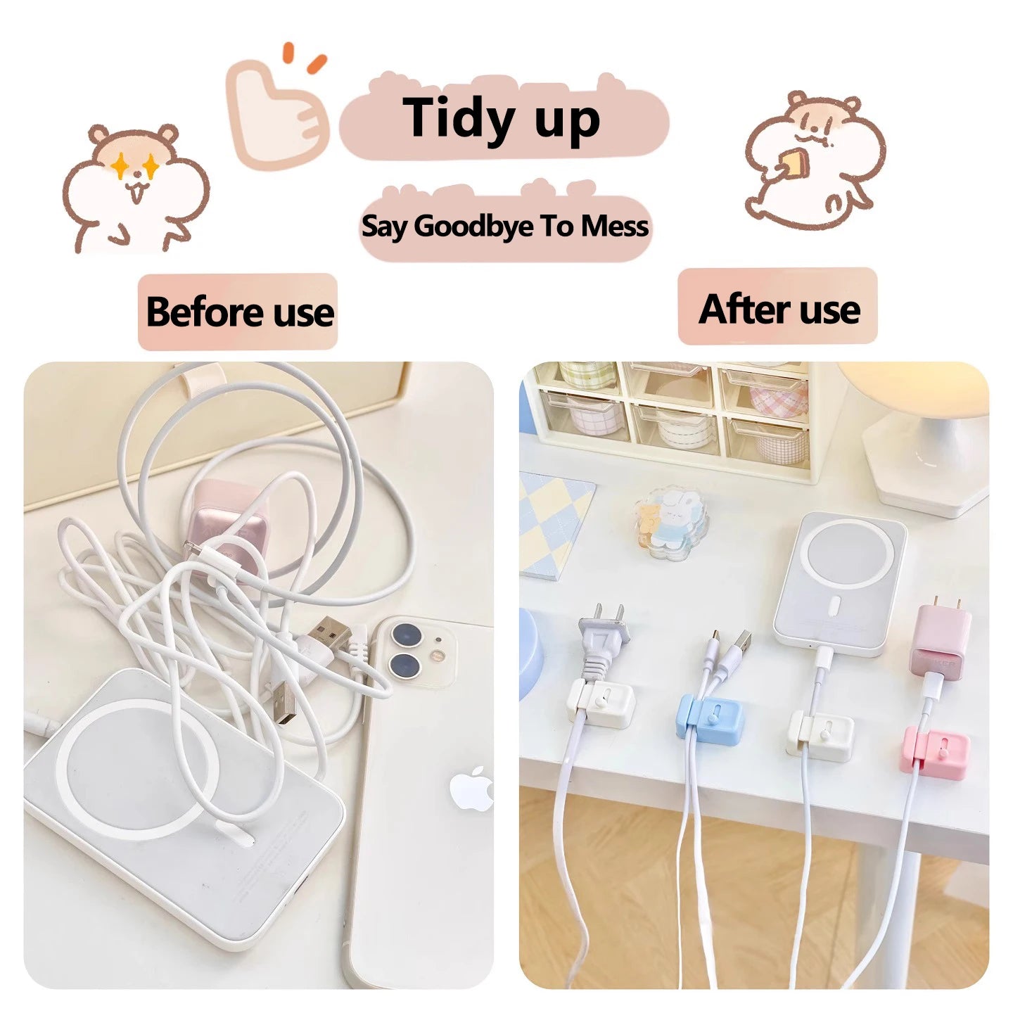Edge-Mounted Cable Management Clip — No-Drill Cord Organizer for Desks