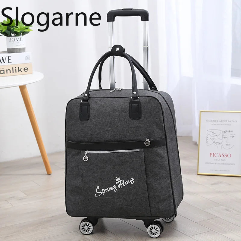Rolling Travel Luggage Bag — Waterproof Oxford Cloth Suitcase with Wheels