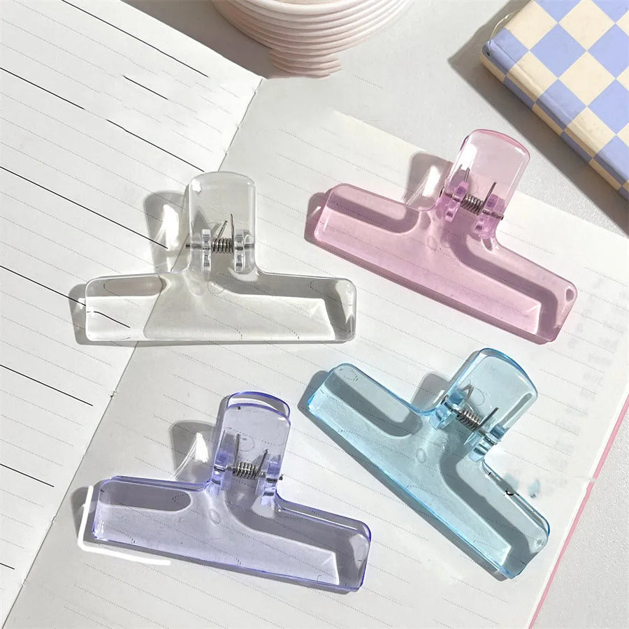 Transparent Binder Clips — Large Clear Document Clamps for School & Office