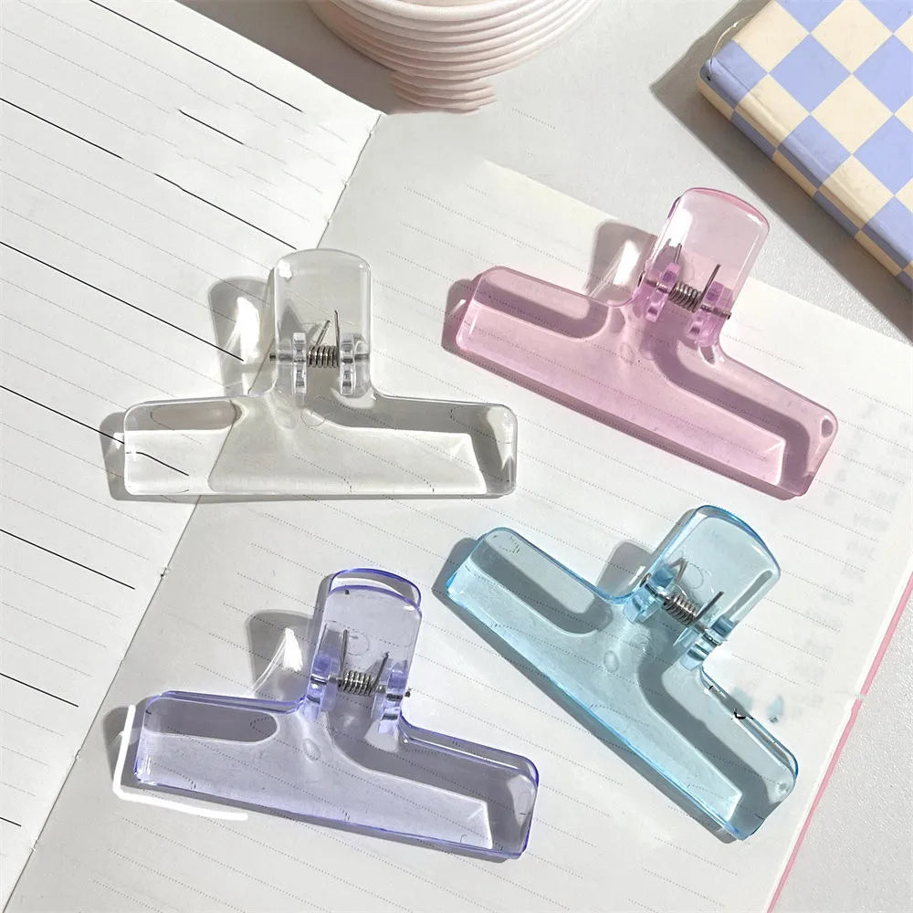 Transparent Binder Clips — Large Clear Document Clamps for School & Office