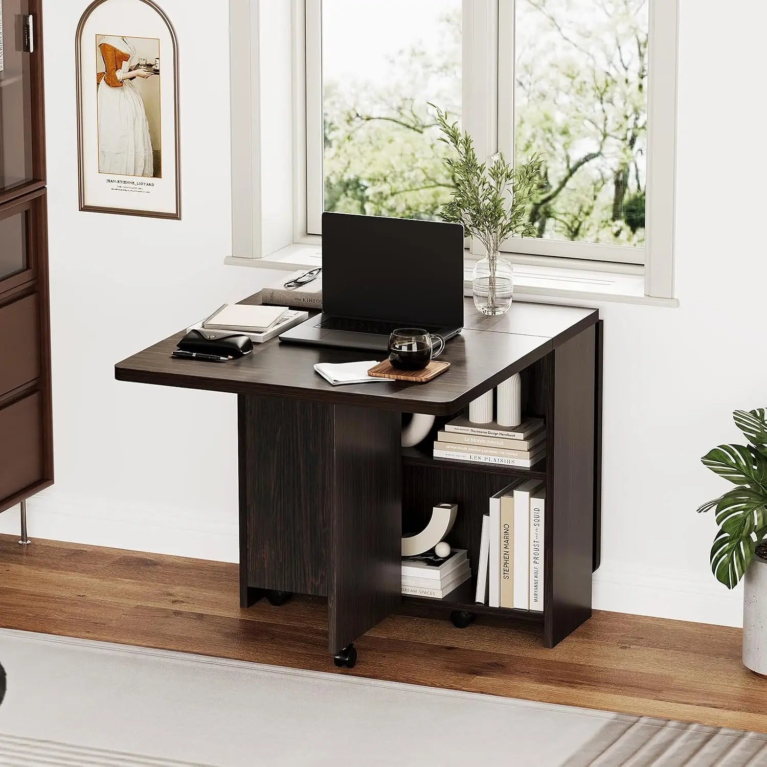 Garvee Extendable Drop Leaf Dining Table — Space-Saving Design with Storage
