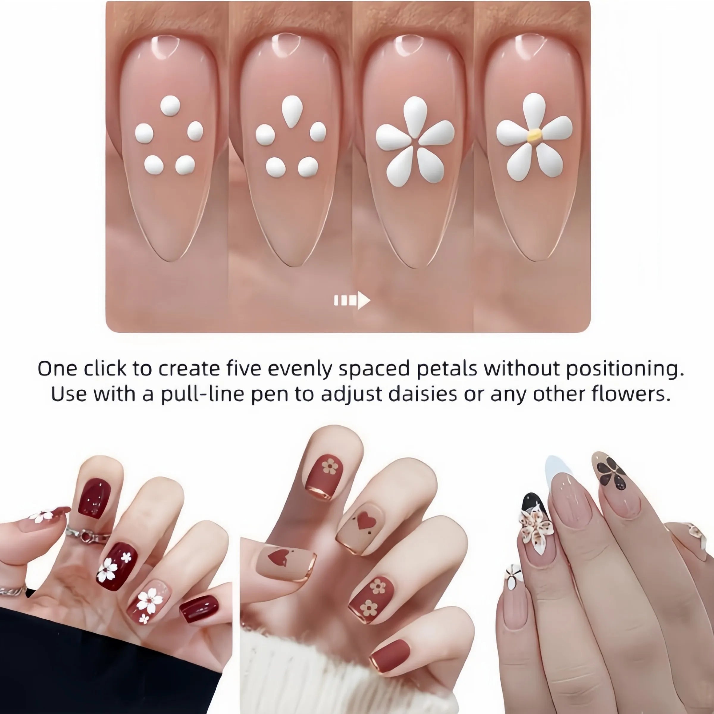 Five-Petal Flower Dotting Tool — DIY Nail Art Design Brush