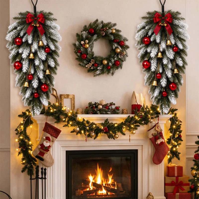 Artificial Pine Cone Wreath — Decorative Rattan Wall Hanging for Holiday Decor