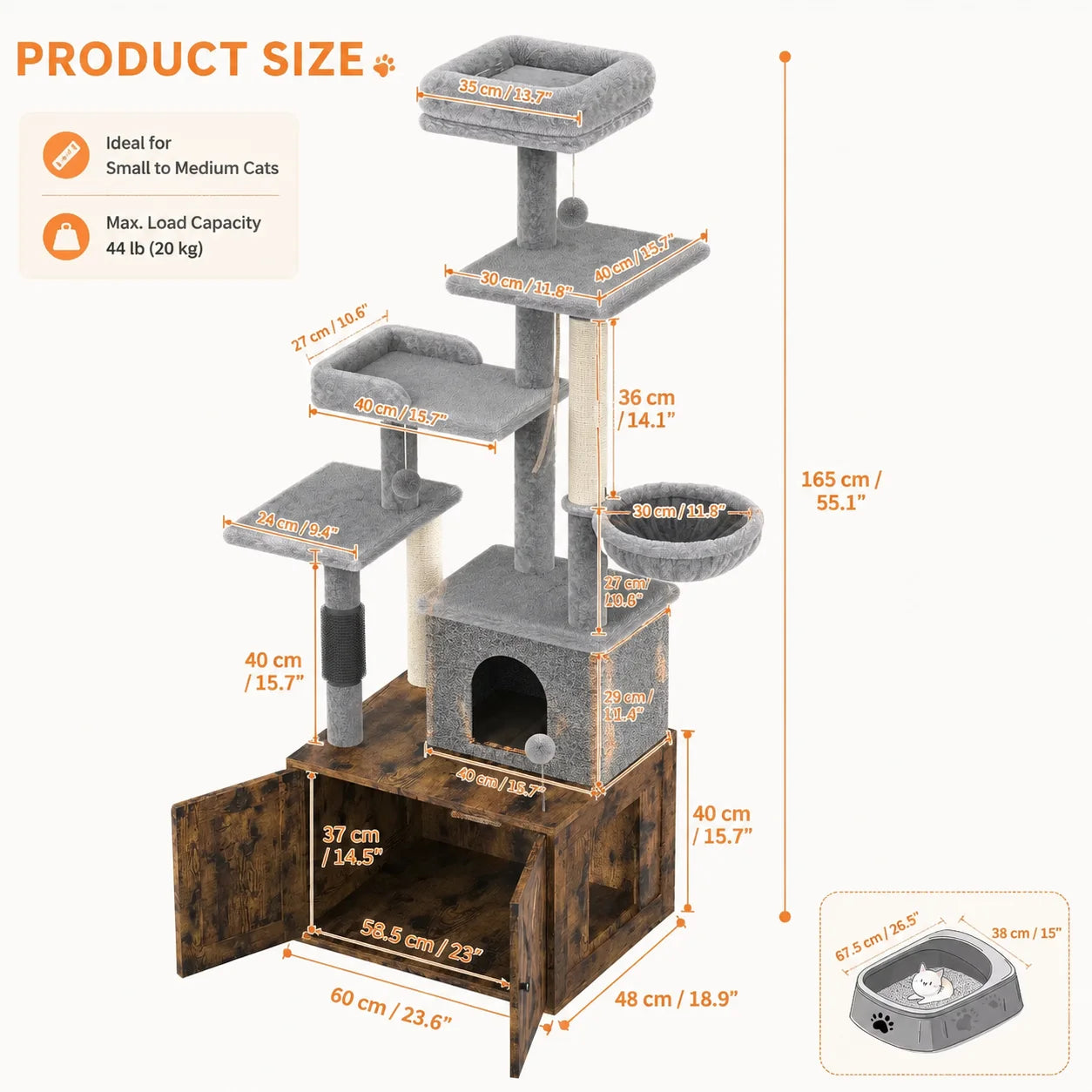 3-in-1 Modern Cat Tree — Hidden Litter Box & Activity Center