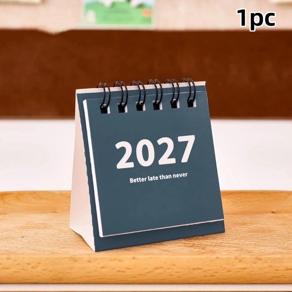KOQZM 2027 Mini Desk Calendar — Portable Daily Planner for Home and Office