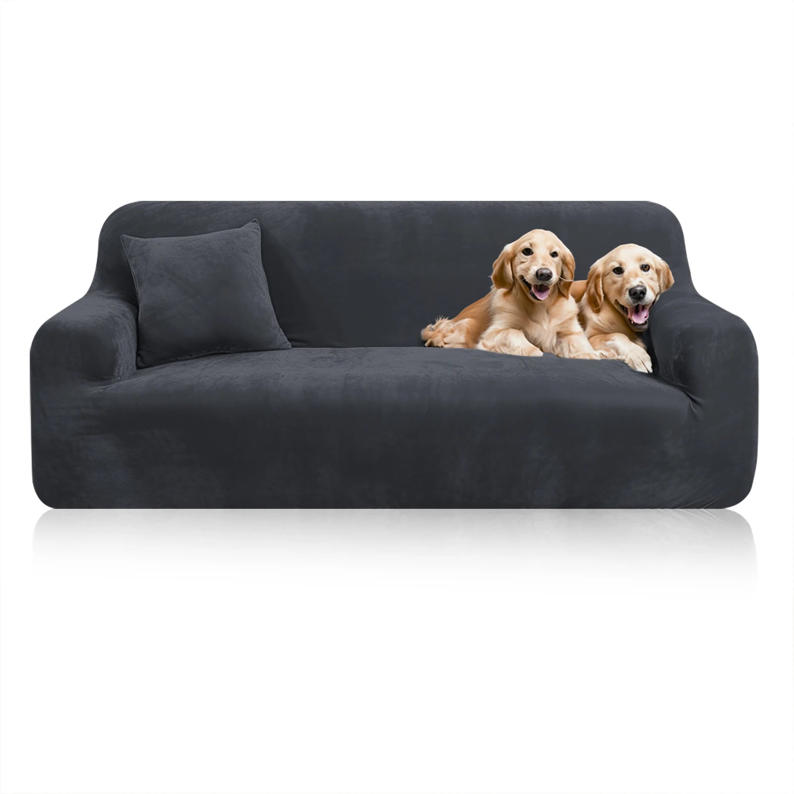 Stretch Velvet Sofa Covers — Soft Furniture Protector with Non-Slip Bottom