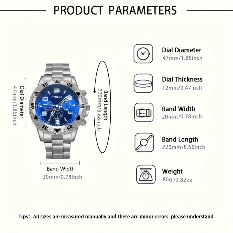 RUNERR Men's Quartz Watch — Stylish Stainless Steel Sport Wristwatch