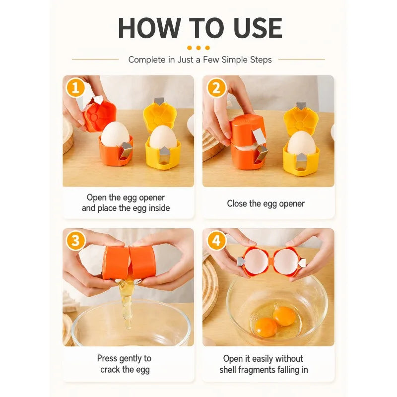 Stainless Steel Egg Shell Opener — Easy Cracker & Separator Tool