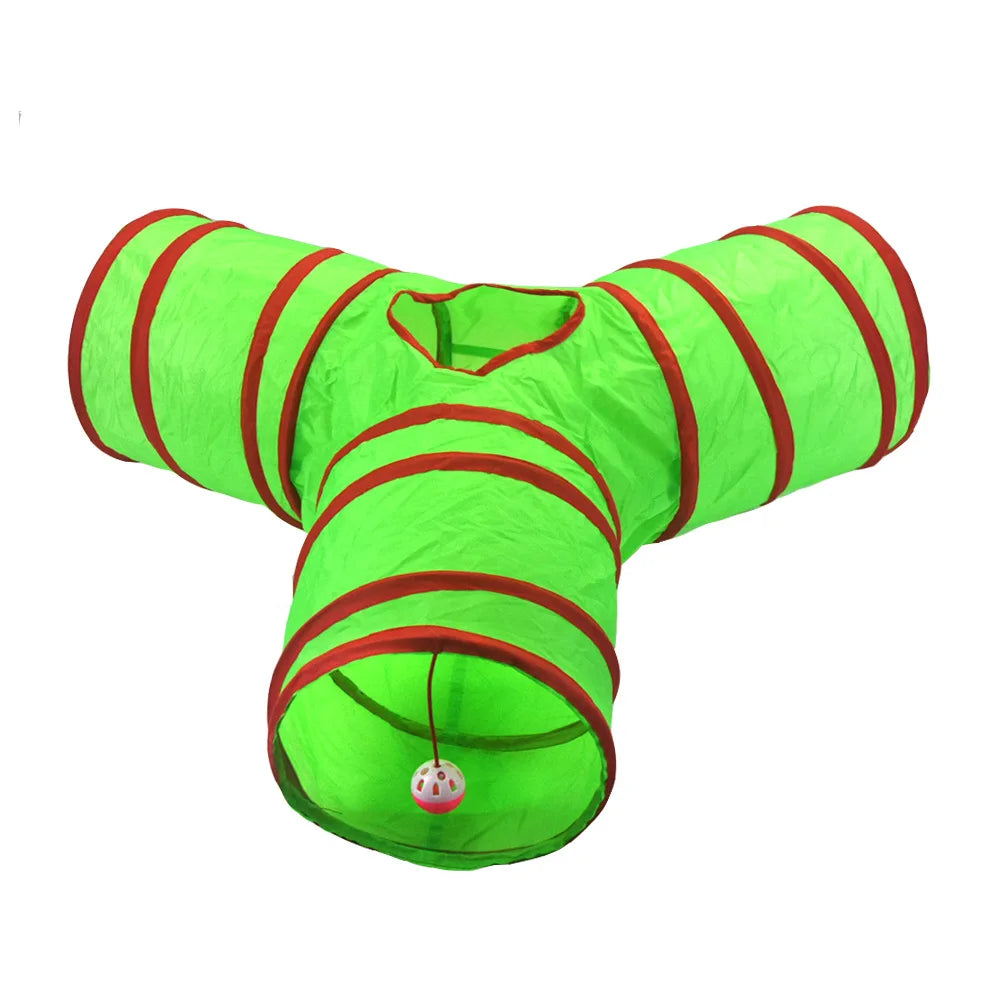 Christmas Cat Tunnel Toy — Foldable Interactive Play Tube for Kittens