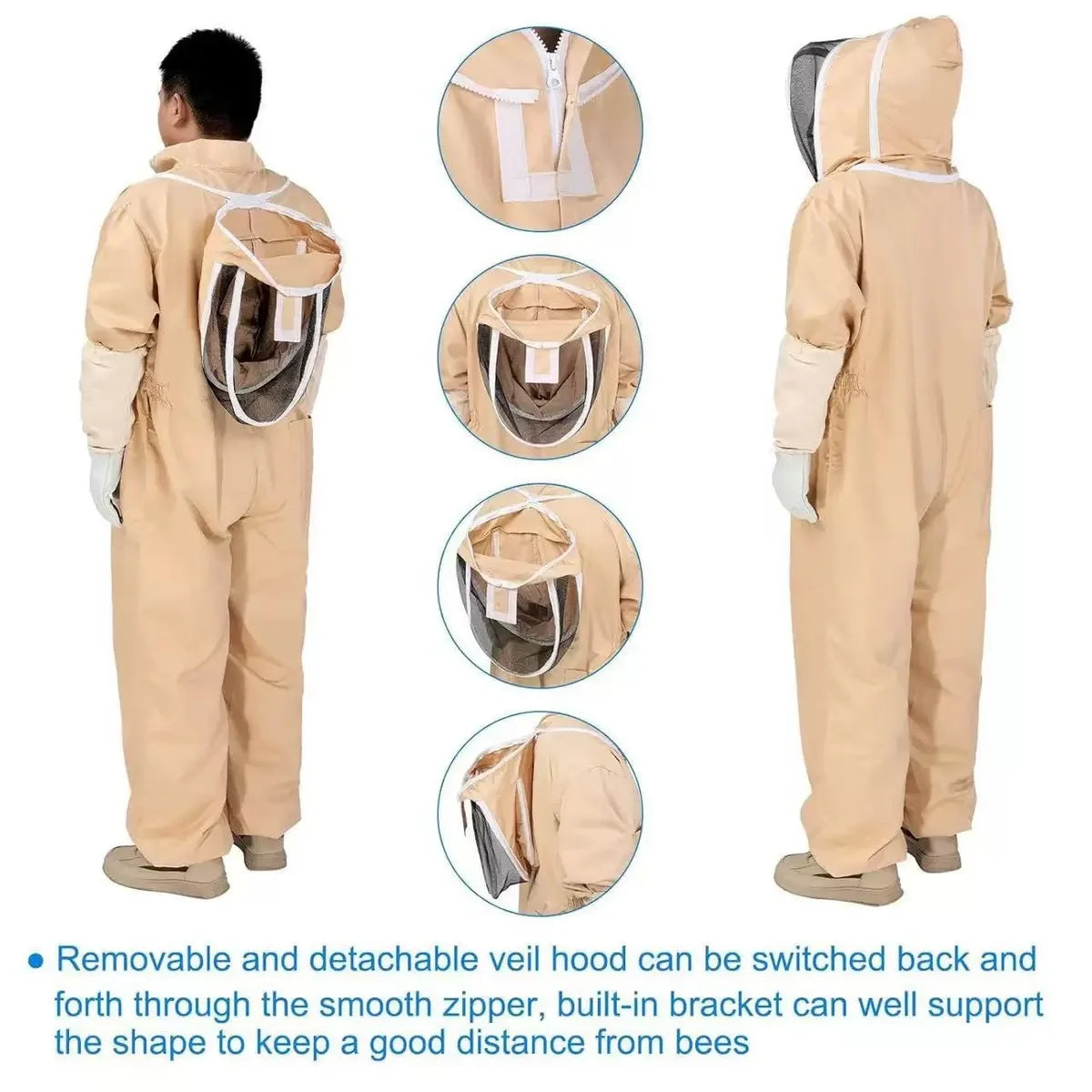 Professional Ventilated Beekeeping Suit — Full Body Protection with Gloves