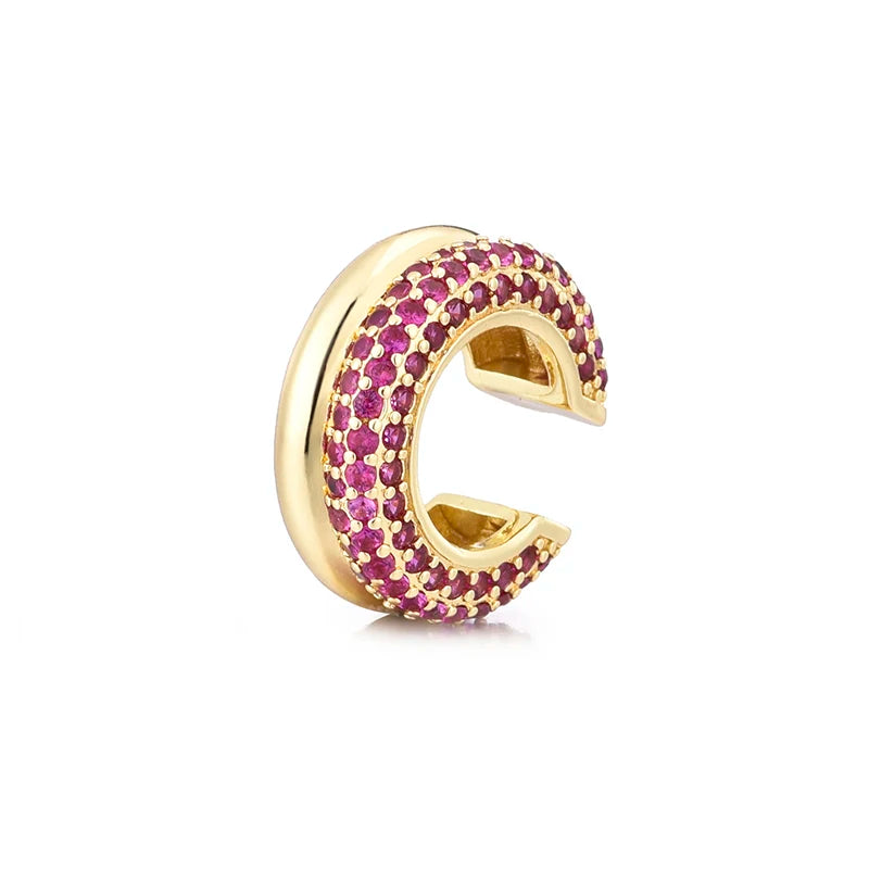 LOVBEAFAS Double Layer C-Shape Ear Cuff — Geometric Zircon Clip-On Earrings