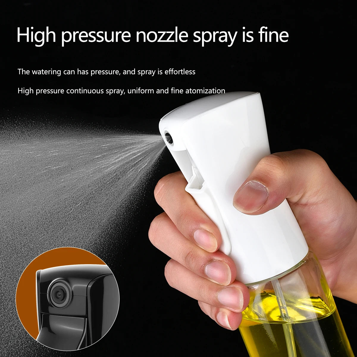 High-Pressure Oil Spray Bottle — Fine Mist Atomizer for Cooking and Gardening